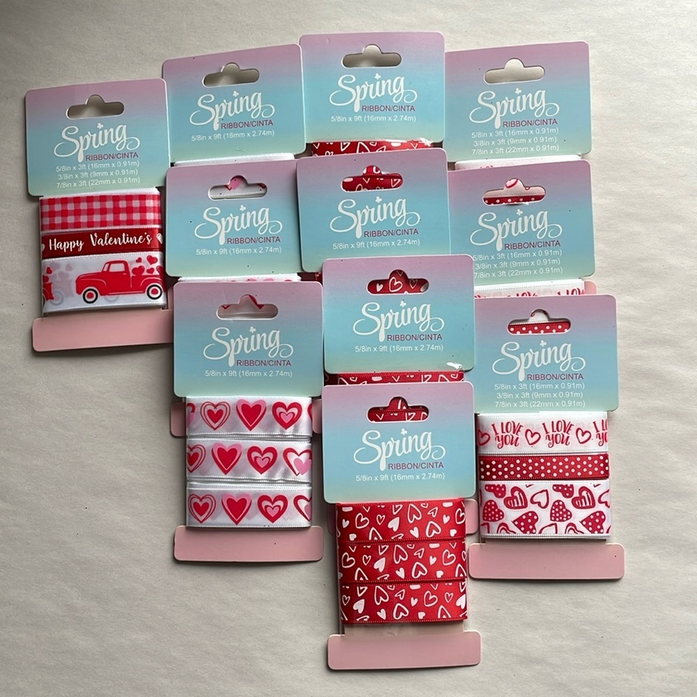 NEW Valentines Ribbon Lot Red White Heart Wrapping Gift Decoration Festive Bow